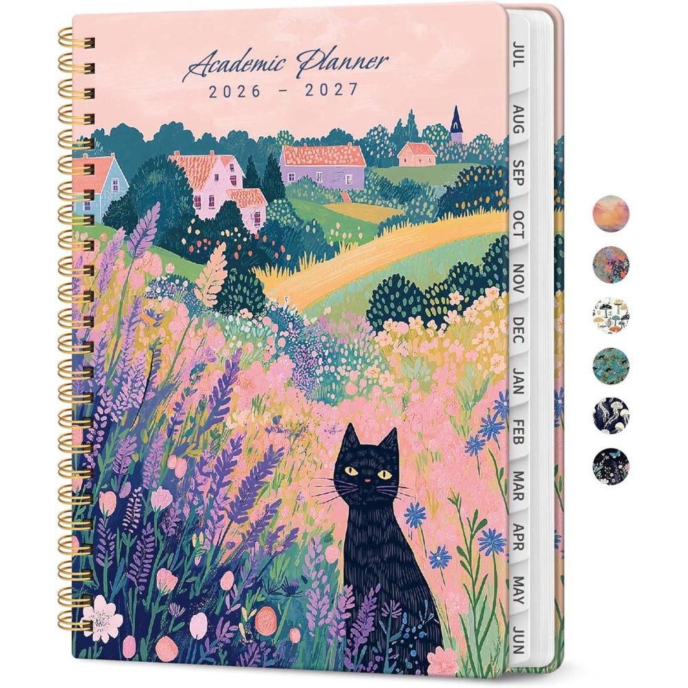 image:imagePlanner 20262027 Academic Year Weekly and Monthly Calender Planner from Jul 2026 Jun 2027 Spiral Bound School Planning Book Perfect for Teacher Student Women amp Men A5 63 x 85 HerbsZMeadow Wanderer
