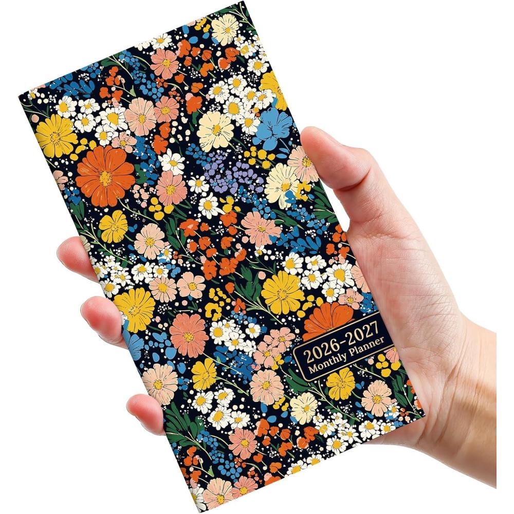 image:imagePocket Calendar 20262027 for Purse Two Year Monthly Planner Pocket Size Jan 2026 to Dec 2027 Monthly Planner Small Size 65 x 35 WildflowersColorful Blossoms
