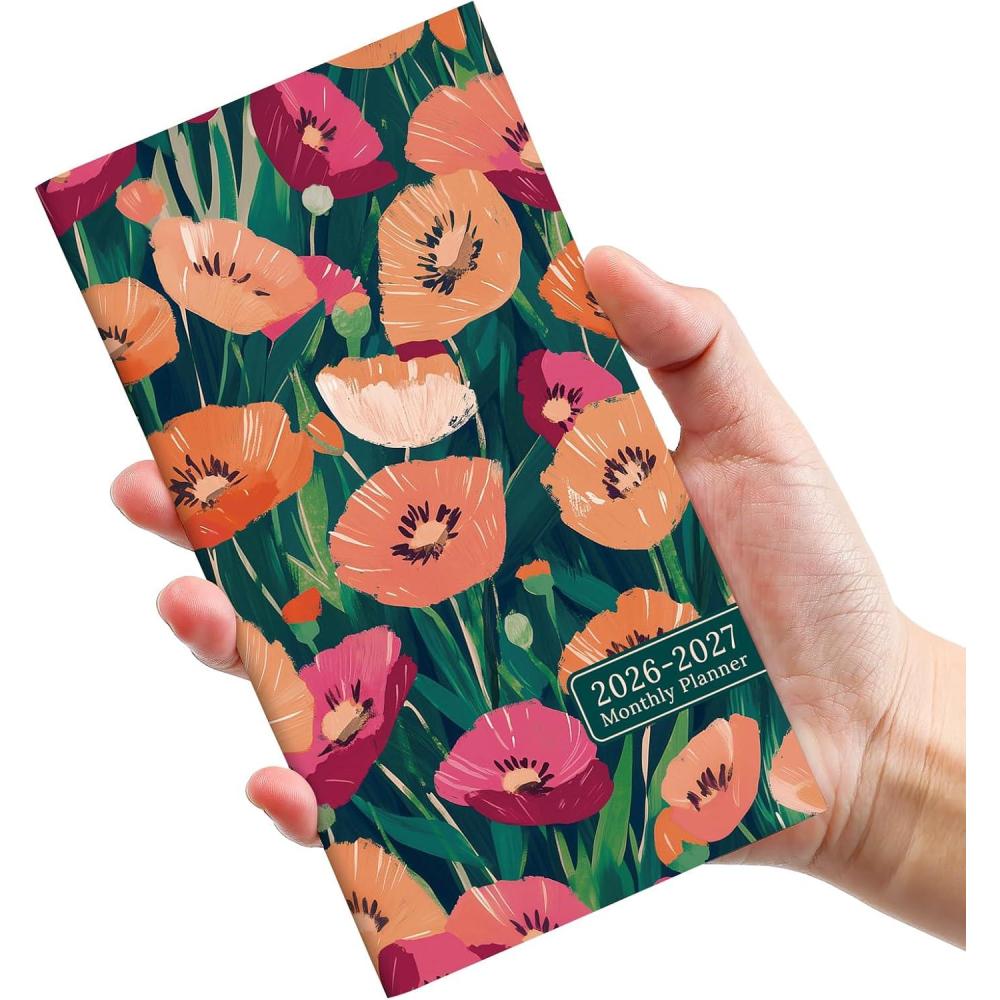 image:imagePocket Calendar 20262027 for Purse Two Year Monthly Planner Pocket Size Jan 2026 to Dec 2027 Monthly Planner Small Size 65 x 35 WildflowersGolden Blush