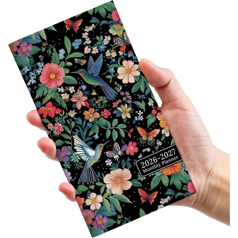 image:imagePocket Calendar 20262027 for Purse Two Year Monthly Planner Pocket Size Jan 2026 to Dec 2027 Monthly Planner Small Size 65 x 35 WildflowersHummingbird