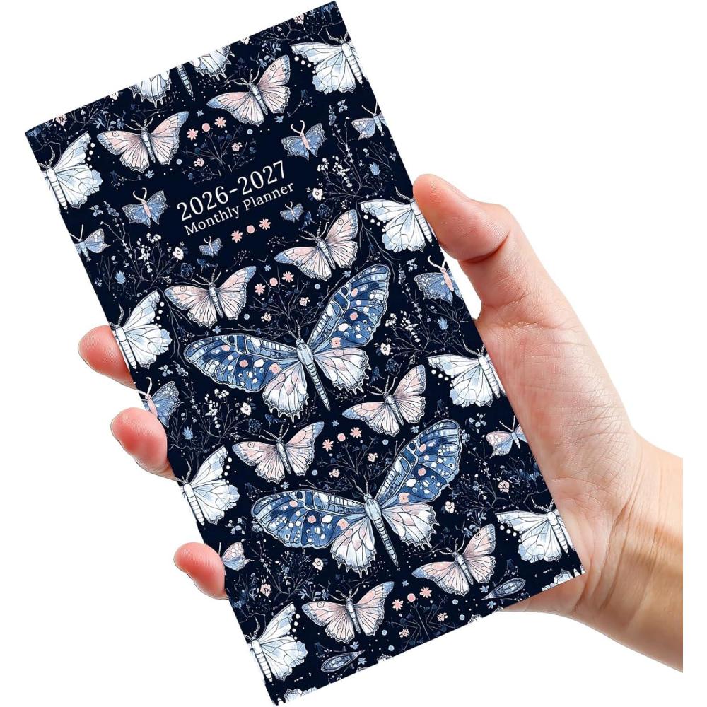 image:imagePocket Calendar 20262027 for Purse Two Year Monthly Planner Pocket Size Jan 2026 to Dec 2027 Monthly Planner Small Size 65 x 35 WildflowersMoonlight Butterflies