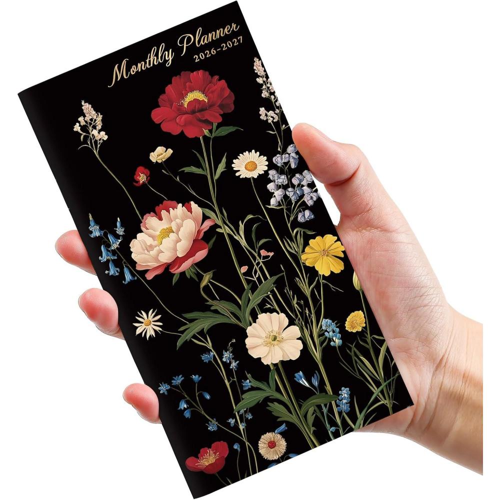 image:imagePocket Calendar 20262027 for Purse Two Year Monthly Planner Pocket Size Jan 2026 to Dec 2027 Monthly Planner Small Size 65 x 35 WildflowersPeony Bloom