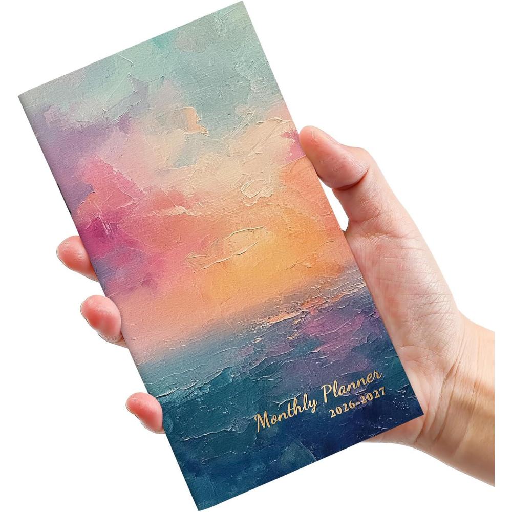 image:imagePocket Calendar 20262027 for Purse Two Year Monthly Planner Pocket Size Jan 2026 to Dec 2027 Monthly Planner Small Size 65 x 35 WildflowersSunset
