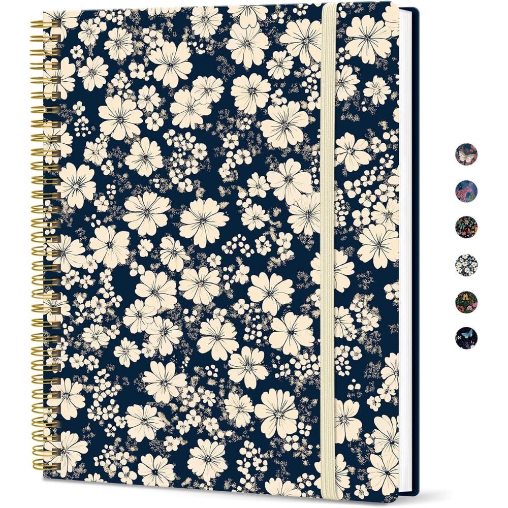 image:imageTaja Large Spiral Lined Journal for Women 85 x 11 Notebooks for Work Collge Ruled A4 Aesthetic Cute Journaling Notebooks for Writing Plastic Cover CelestialSDaisy Garden