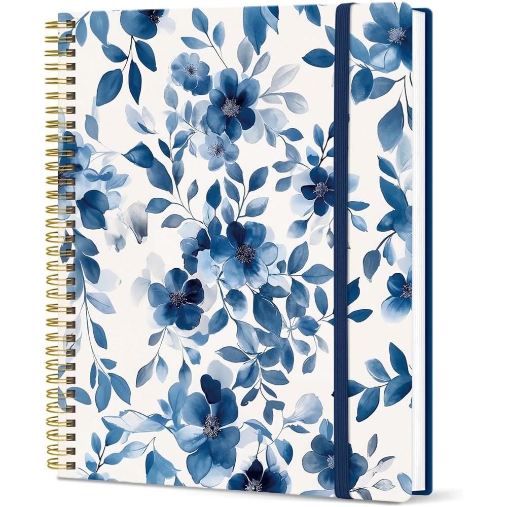 image:imageTaja Large Spiral Lined Journal for Women 85 x 11 Notebooks for Work Collge Ruled A4 Aesthetic Cute Journaling Notebooks for Writing Plastic Cover CelestialQWatercolor Petal