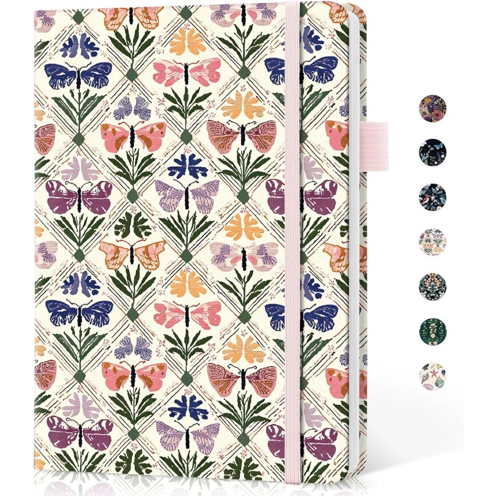 image:imageTaja Lined Journal Notebook for Women amp Men Hardcover Leather Journal for writing A5 College Ruled Notebook for Work amp Note Taking Perfect for Office School Home Supplies 160 Pages GardenBButterfly Patchwork