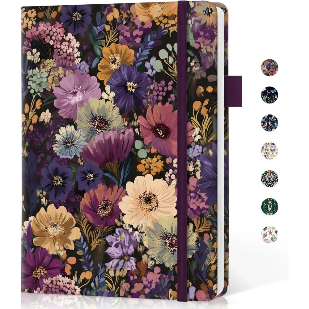 image:imageTaja Lined Journal Notebook for Women amp Men Hardcover Leather Journal for writing A5 College Ruled Notebook for Work amp Note Taking Perfect for Office School Home Supplies 160 Pages GardenQMidnight Bloom
