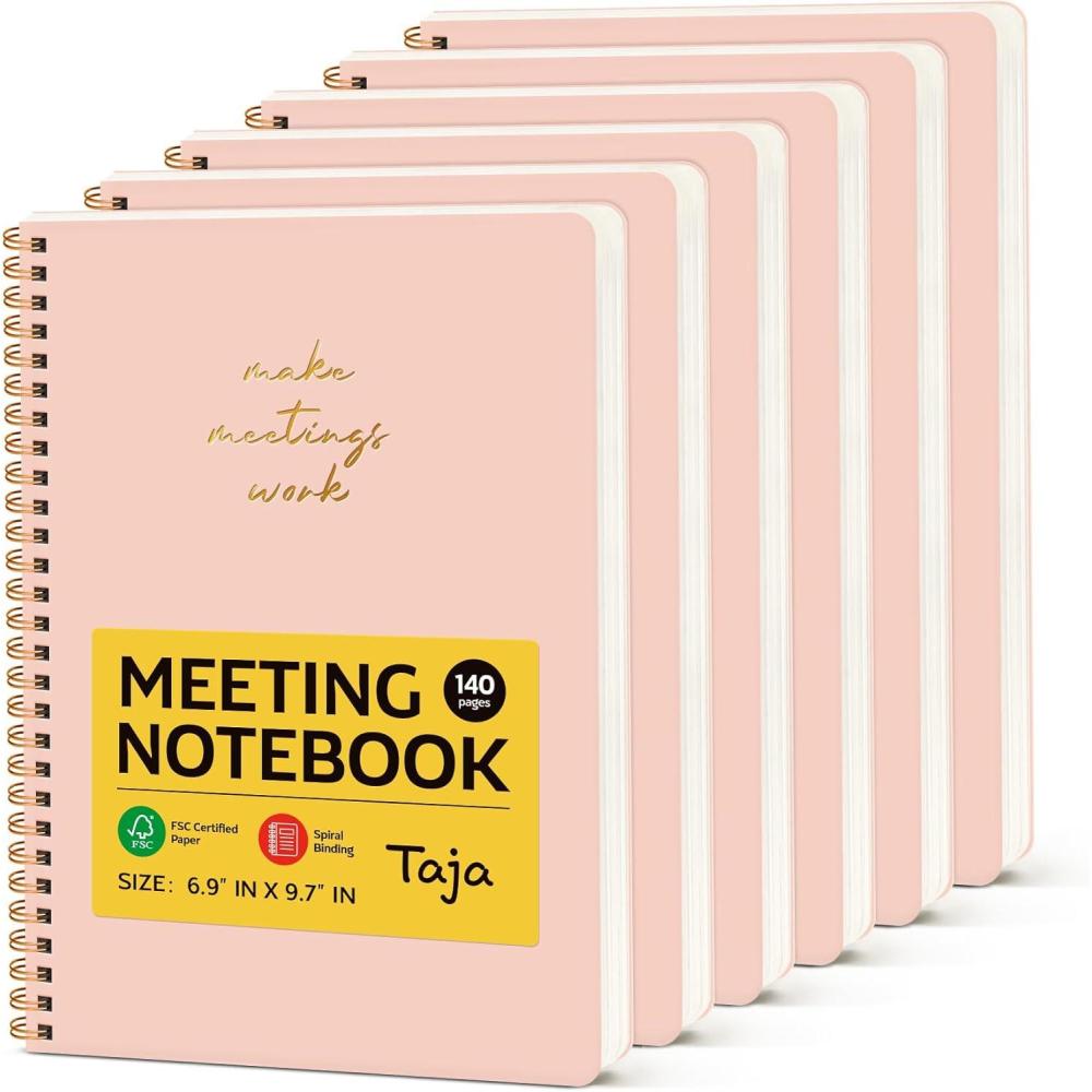 image:imageTaja Meeting Notebook for Work Organization Work notebook with action items Meeting Minutes Planner Notebook Perfect Office Supplies for Men amp Women Green6 Pack