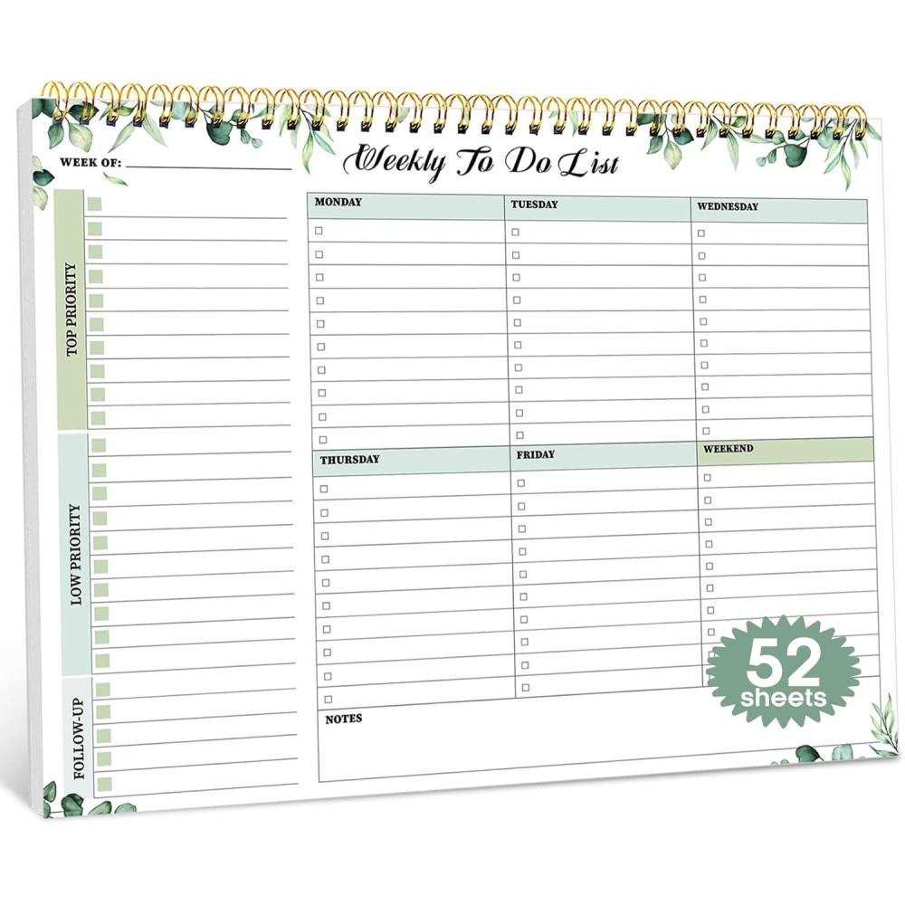 image:imageTaja Weekly To Do List Notepad with 52 Undated Sheets8511 Weekly Desk Planner for Women amp Man Work and Home 1 Pack Violet DreamcSerene GreenL