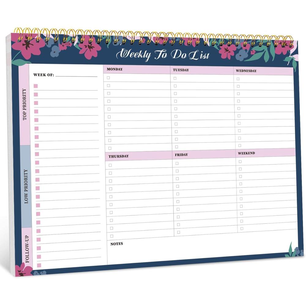 image:imageTaja Weekly To Do List Notepad with 52 Undated Sheets8511 Weekly Desk Planner for Women amp Man Work and Home 1 Pack Violet DreamdTwilight Petals