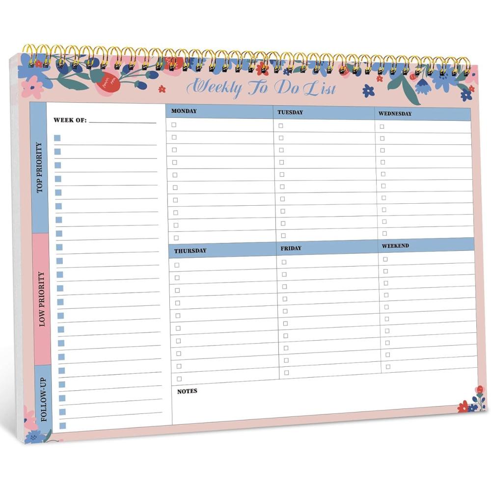 image:imageTaja Weekly To Do List Notepad with 52 Undated Sheets8511 Weekly Desk Planner for Women amp Man Work and Home 1 Pack Violet DreameSpring Blossom