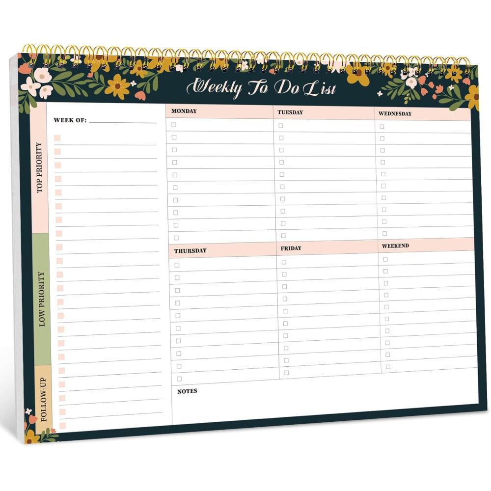 image:imageTaja Weekly To Do List Notepad with 52 Undated Sheets8511 Weekly Desk Planner for Women amp Man Work and Home 1 Pack Violet DreamfRustic Floral