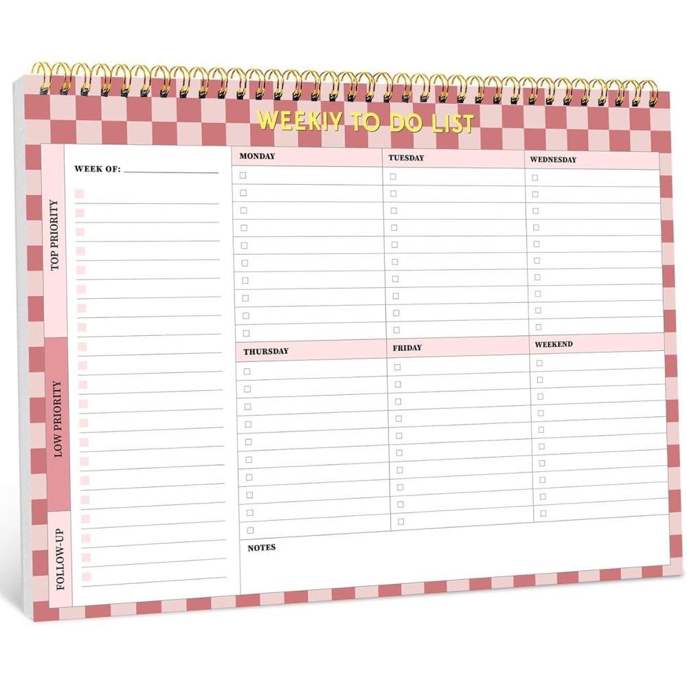 image:imageTaja Weekly To Do List Notepad with 52 Undated Sheets8511 Weekly Desk Planner for Women amp Man Work and Home 1 Pack Violet DreamiRose Checkered