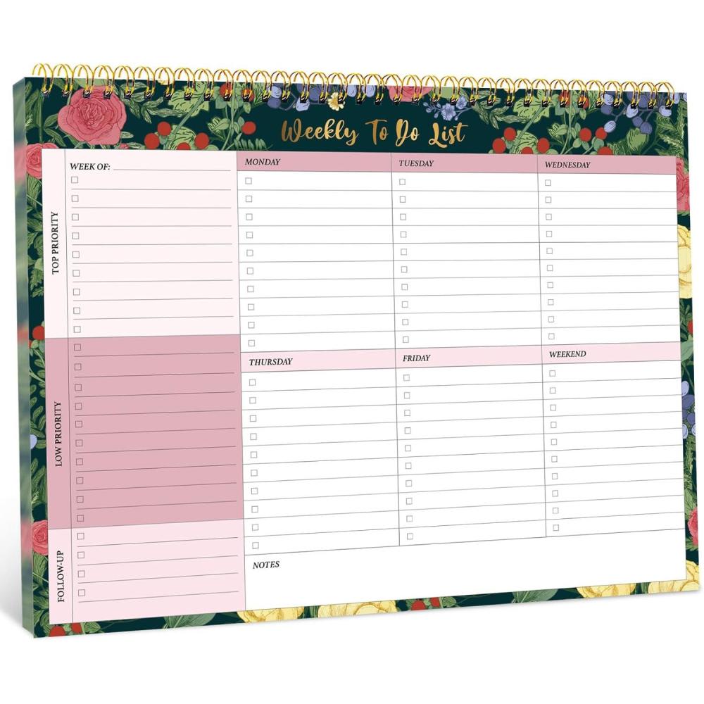 image:imageTaja Weekly To Do List Notepad with 52 Undated Sheets8511 Weekly Desk Planner for Women amp Man Work and Home 1 Pack Violet DreamjBerry Floral