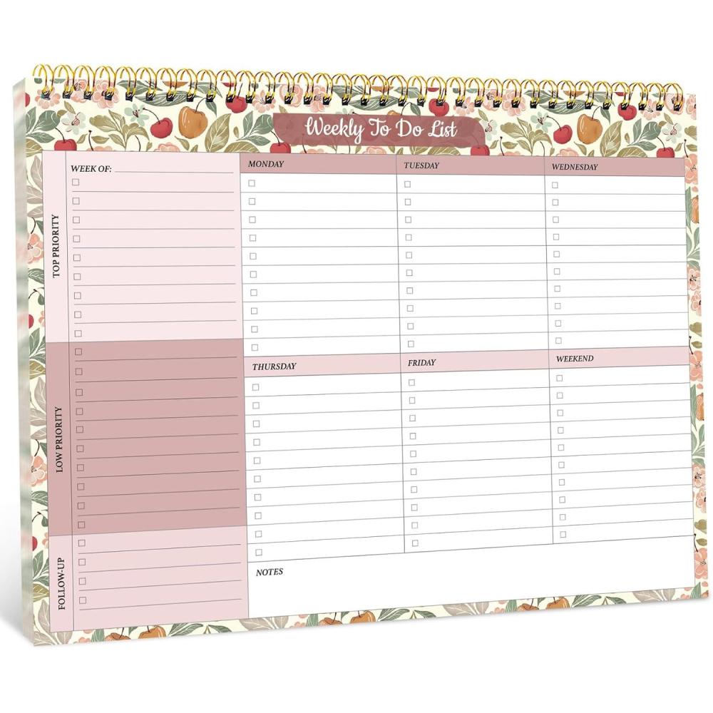 image:imageTaja Weekly To Do List Notepad with 52 Undated Sheets8511 Weekly Desk Planner for Women amp Man Work and Home 1 Pack Violet DreamnCherry Orchard