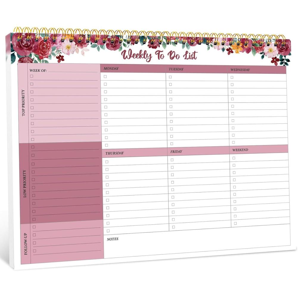 image:imageTaja Weekly To Do List Notepad with 52 Undated Sheets8511 Weekly Desk Planner for Women amp Man Work and Home 1 Pack Violet DreamoCrimson Garden