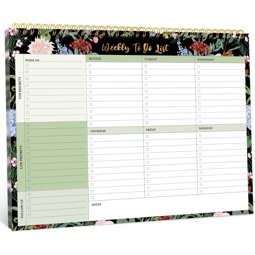 image:imageTaja Weekly To Do List Notepad with 52 Undated Sheets8511 Weekly Desk Planner for Women amp Man Work and Home 1 Pack Violet DreamuForest Bloom