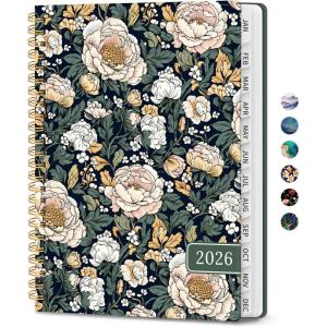 image:image2026 Planner Weekly and Monthly Calendar Planner for Women Jan 2026  Dec 2026 Hardcover Planning Agenda book with Tabs Spiral Bound Inner Pocket Perfect for School Office Supplies 63 x 85  ButterflyBDark Peony