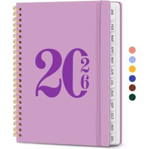 image:image2026 Planner Weekly and Monthly Calender Planner Jan 2026 to Dec 2026 Hardcover 2026 Calendar Book with Tabs amp Inner Pocket Office Home School Supplies for Women amp Men  A5 63 x 85 PurpleDBoho Purple
