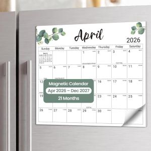 image:imageAesthetic 20252026 Magnetic Calendar for Refrigerator 21Month Fridge Calendar Magnet from October 2025 to June 2027 Greenery Design for Easy OrganizingaNature