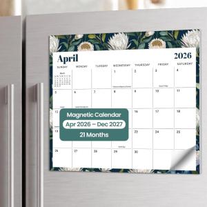 image:imageAesthetic 20252026 Magnetic Calendar for Refrigerator 21Month Fridge Calendar Magnet from October 2025 to June 2027 Greenery Design for Easy OrganizingcFloral Luxe