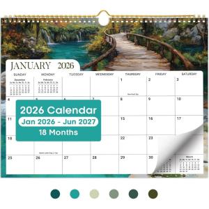 image:imageCalendar 20262027 21Month Wall Calendar Runs Until Jun 2027115 x 147Large Monthly Calendar with TwinWire Binding Perfect for Home or Office  Midnight GardenJPathways