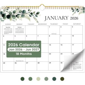 image:imageCalendar 20262027 21Month Wall Calendar Runs Until Jun 2027115 x 147Large Monthly Calendar with TwinWire Binding Perfect for Home or Office  Midnight GardenGLeaves