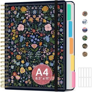 image:imageLarge Lined Spiral Journal for Women Cute Hardcover 5 Subject Notebook for Work 85 x 11 with Removable Dividers amp Tabs College Ruled 280 Pages Aesthetic Journal for Work School amp Note Taking Garden of WhimsyA  Garden of Whimsy