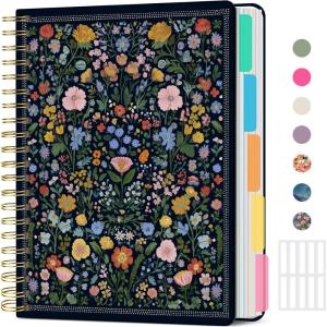 image:imageLarge Lined Spiral Journal for Women Cute Hardcover 5 Subject Notebook for Work 85 x 11 with Removable Dividers amp Tabs College Ruled 280 Pages Aesthetic Journal for Work School amp Note Taking Garden of WhimsyB  Garden of Whimsy