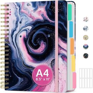image:imageLarge Lined Spiral Journal for Women Cute Hardcover 5 Subject Notebook for Work 85 x 11 with Removable Dividers amp Tabs College Ruled 280 Pages Aesthetic Journal for Work School amp Note Taking Garden of WhimsyK  Pink Vortex