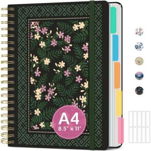image:imageLarge Lined Spiral Journal for Women Cute Hardcover 5 Subject Notebook for Work 85 x 11 with Removable Dividers amp Tabs College Ruled 280 Pages Aesthetic Journal for Work School amp Note Taking Garden of WhimsyT  Forest Lace