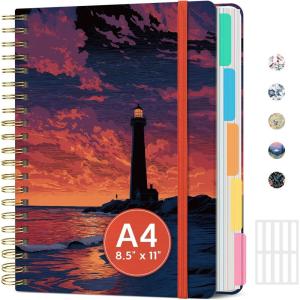 image:imageLarge Lined Spiral Journal for Women Cute Hardcover 5 Subject Notebook for Work 85 x 11 with Removable Dividers amp Tabs College Ruled 280 Pages Aesthetic Journal for Work School amp Note Taking Garden of WhimsyR  Dusk Sentinel