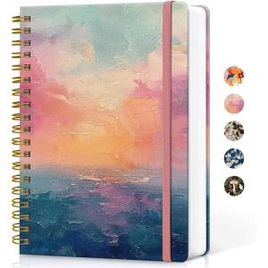 image:imageLined Spiral Notebook Journal for Work 300 Pages Thick B5 71x10 College Ruled Journal for Women amp Writing Hardcover Notebook for Note Taking Perfect for Office Home School Midnight BloomGSunset