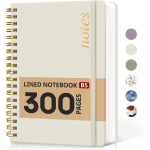 image:imageLined Spiral Notebook Journal for Work 300 Pages Thick B5 71x10 College Ruled Journal for Women amp Writing Hardcover Notebook for Note Taking Perfect for Office Home School Midnight BloomCGrey Beige