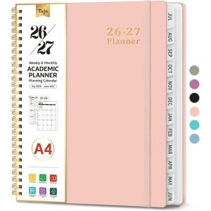 image:imagePlanner 20262027 85 x 11 Weekly and Monthly Academic Year Planner Calendar July 2026  June 2027 Hardcover Large School Planning Agenda With Tabs Perfect for School amp Office Supplies A4 BlackDPink