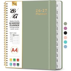 image:imagePlanner 20262027 85 x 11 Weekly and Monthly Academic Year Planner Calendar July 2026  June 2027 Hardcover Large School Planning Agenda With Tabs Perfect for School amp Office Supplies A4 BlackAGreen