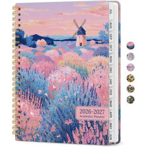 image:imagePlanner 20262027 Academic Monthly Weekly Spiral Calendar July 2026  June 2027 Hardcover Agenda Notebook with Tabs 85 x 11 Perfect for Students Teachers School amp Daily Planning  Twilight BloomOWindmill Fields