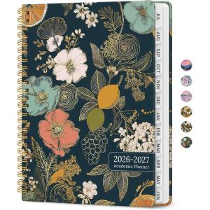 image:imagePlanner 20262027 Academic Monthly Weekly Spiral Calendar July 2026  June 2027 Hardcover Agenda Notebook with Tabs 85 x 11 Perfect for Students Teachers School amp Daily Planning  Twilight BloomBCitrus Bloom