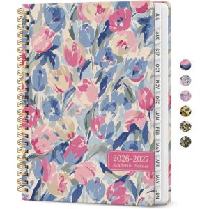 image:imagePlanner 20262027 Academic Monthly Weekly Spiral Calendar July 2026  June 2027 Hardcover Agenda Notebook with Tabs 85 x 11 Perfect for Students Teachers School amp Daily Planning  Twilight BloomHSoft Blossoms
