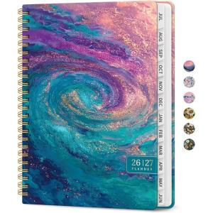 image:imagePlanner 20262027 Academic Monthly Weekly Spiral Calendar July 2026  June 2027 Hardcover Agenda Notebook with Tabs 85 x 11 Perfect for Students Teachers School amp Daily Planning  Twilight BloomIGalaxy Flow