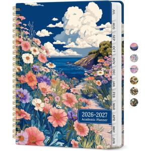 image:imagePlanner 20262027 Academic Monthly Weekly Spiral Calendar July 2026  June 2027 Hardcover Agenda Notebook with Tabs 85 x 11 Perfect for Students Teachers School amp Daily Planning  Twilight BloomJPelagic Petalia