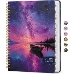 image:imagePlanner 20262027 Academic Monthly Weekly Spiral Calendar July 2026  June 2027 Hardcover Agenda Notebook with Tabs 85 x 11 Perfect for Students Teachers School amp Daily Planning  Twilight BloomRViolet Lagoon