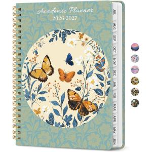 image:imagePlanner 20262027 Academic Monthly Weekly Spiral Calendar July 2026  June 2027 Hardcover Agenda Notebook with Tabs 85 x 11 Perfect for Students Teachers School amp Daily Planning  Twilight BloomMFloral Halo