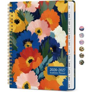 image:imagePlanner 20262027 Academic Monthly Weekly Spiral Calendar July 2026  June 2027 Hardcover Agenda Notebook with Tabs 85 x 11 Perfect for Students Teachers School amp Daily Planning  Twilight BloomEVivid Petals