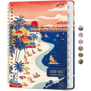 image:imagePlanner 20262027 Academic Monthly Weekly Spiral Calendar July 2026  June 2027 Hardcover Agenda Notebook with Tabs 85 x 11 Perfect for Students Teachers School amp Daily Planning  Twilight BloomPCoastal Sunset