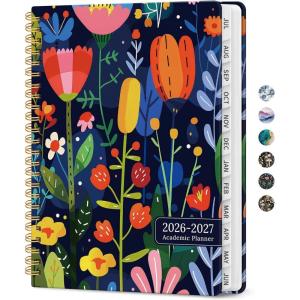 image:imagePlanner 20262027 Academic Monthly and Weekly Calendar Planner for Women July 2026  June 2027 Hardcover Pretty Agenda Planner Book with Tabs Spiral Daily Organizer for School Office Home Supplies 63 x 85  Blue FloralVBloom Burst