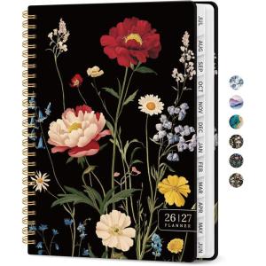 image:imagePlanner 20262027 Academic Monthly and Weekly Calendar Planner for Women July 2026  June 2027 Hardcover Pretty Agenda Planner Book with Tabs Spiral Daily Organizer for School Office Home Supplies 63 x 85  Blue FloralIPeony Bloom