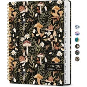 image:imagePlanner 20262027 Academic Monthly and Weekly Calendar Planner for Women July 2026  June 2027 Hardcover Pretty Agenda Planner Book with Tabs Spiral Daily Organizer for School Office Home Supplies 63 x 85  Blue FloralBMushroom