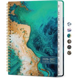image:imagePlanner 20262027 Academic Monthly and Weekly Calendar Planner for Women July 2026  June 2027 Hardcover Pretty Agenda Planner Book with Tabs Spiral Daily Organizer for School Office Home Supplies 63 x 85  Blue FloralHEmerald Shores