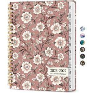 image:imagePlanner 20262027 Academic Monthly and Weekly Calendar Planner for Women July 2026  June 2027 Hardcover Pretty Agenda Planner Book with Tabs Spiral Daily Organizer for School Office Home Supplies 63 x 85  Blue FloralSBlush Petals